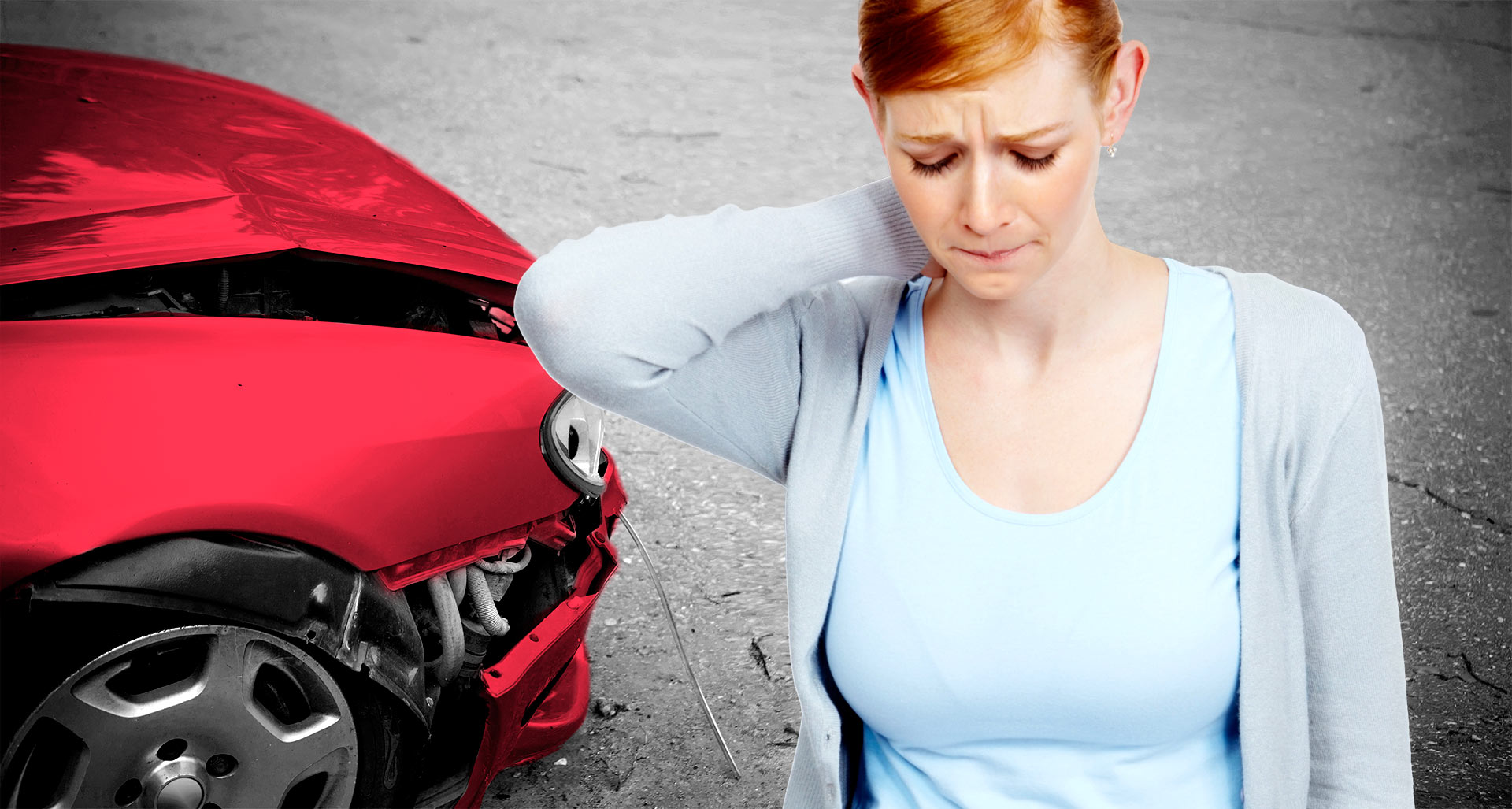 Woman with neck pain after car accident